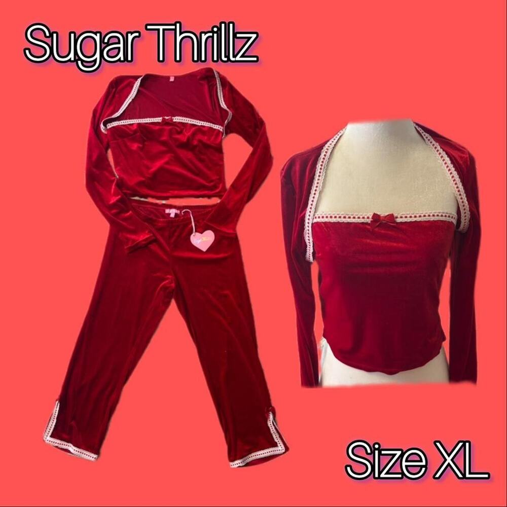 Sugar thrillz red velvet lounge set